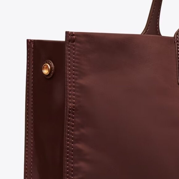 Tory Burch NWT LARGE Ella Tote Bag Burgundy TEMPRANILLO - Picture 9 of 13
